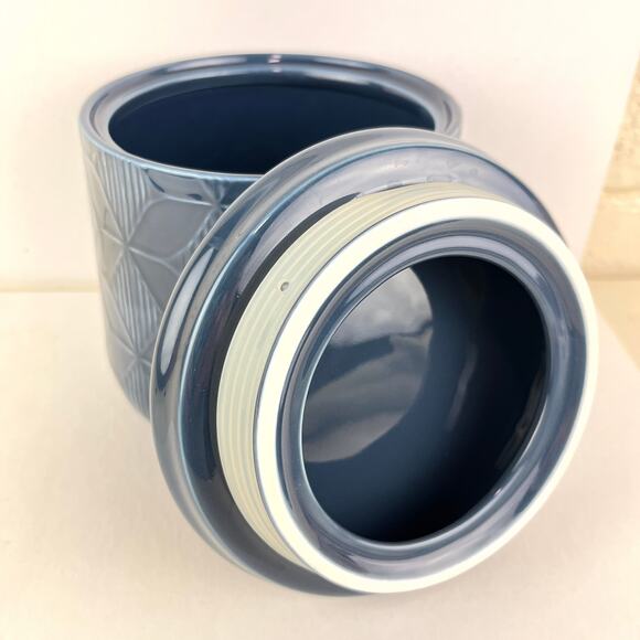 Crate and Barrel Blue Zane Canister with Rubber Seal Lid - Picture 4 of 7